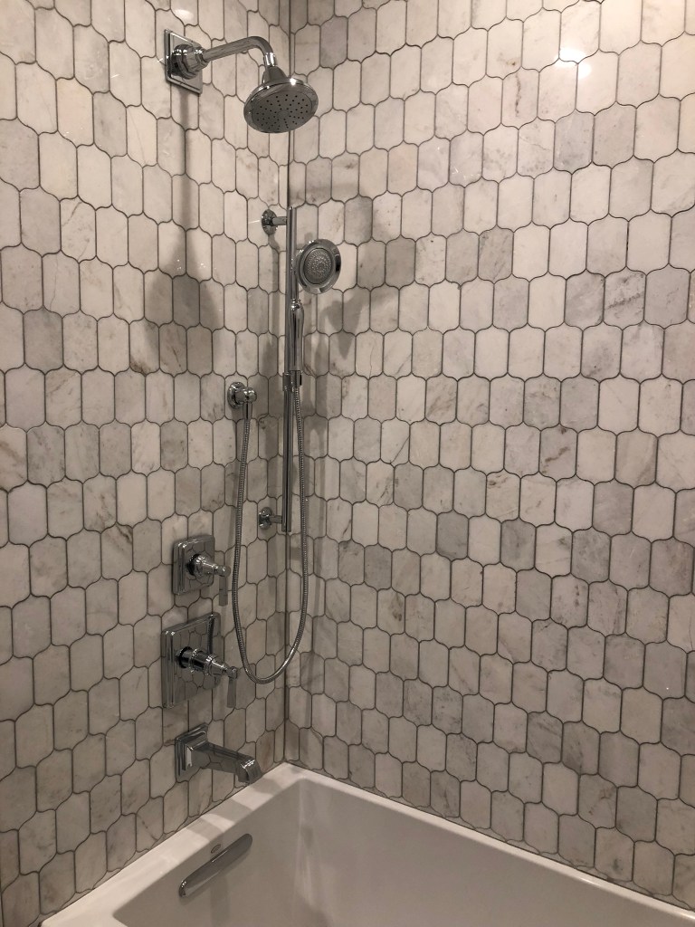 marble wall tile porcelain tub polished chrome